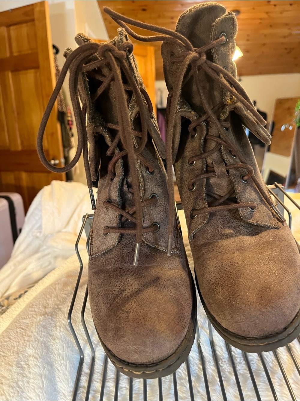 boc Brown Suede Lace-Up Ankle Boots